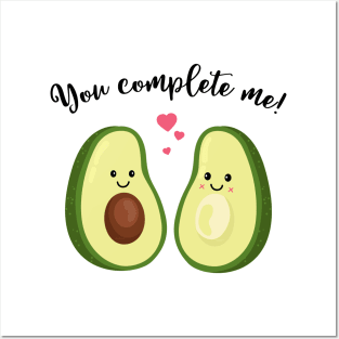 You complete me T Shirt- Avocado Couple-Valentines Day Gift Posters and Art